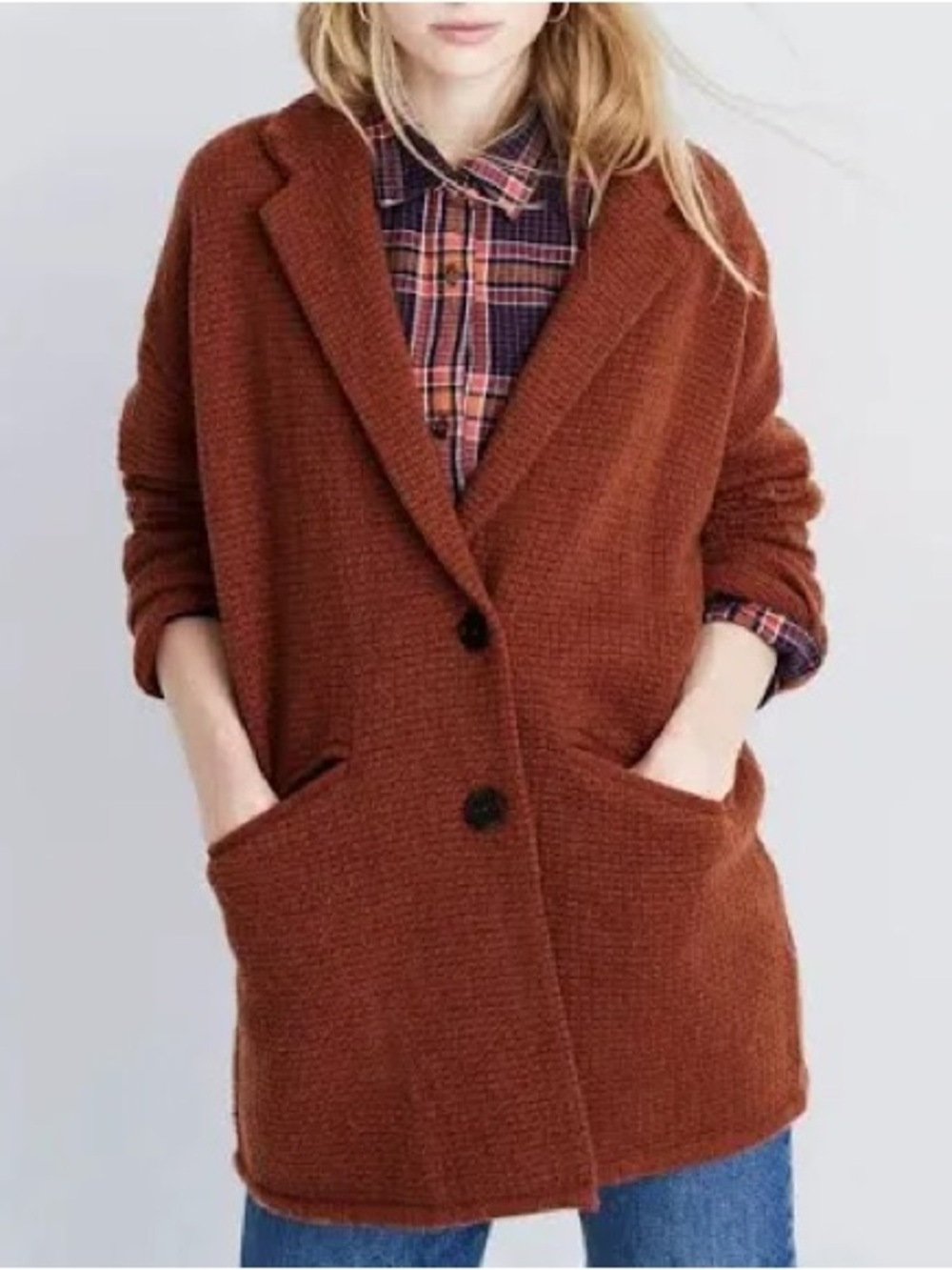 Madewell Textured merino Wool Blazer Sweater Jacket, xxs